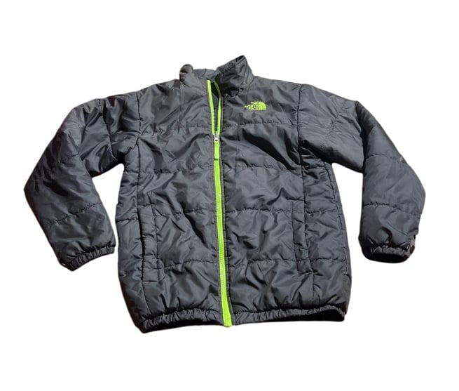 The North Face Jacket Boys Medium Gray/Neon Green Reversible puffer Jacket