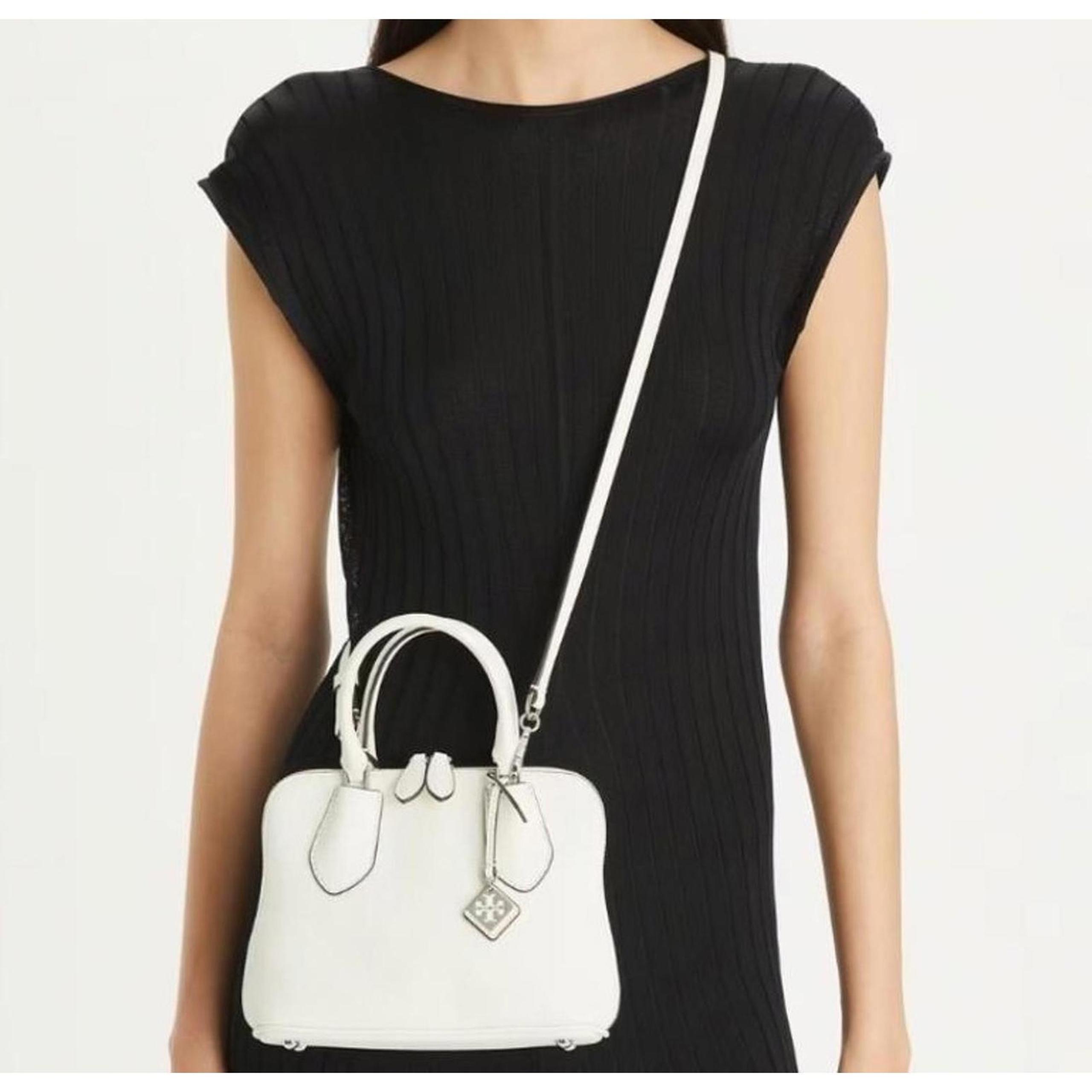 Tory Burch Mini Swing Satchel Leather Bag WHITE