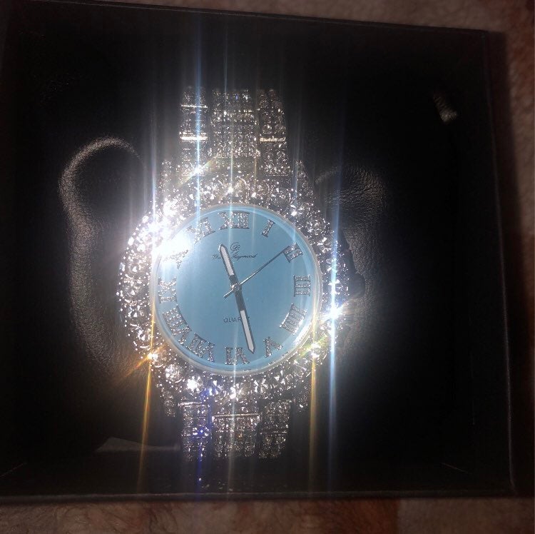 Lab diamond silver watch