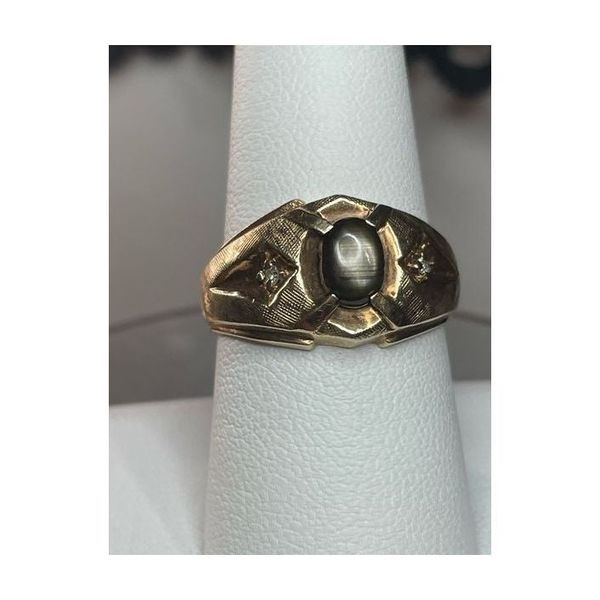 10k yellow gold brown sapphire diamond ring