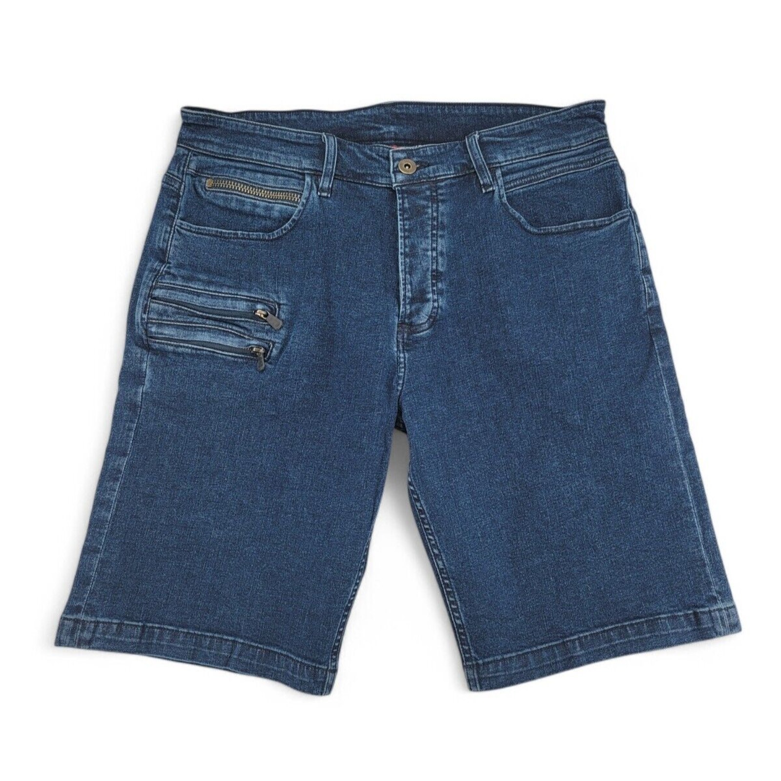 Rockstar Originals Distressed Denim Shorts Men’s 32 Y2K Streetwear Zip Pocket