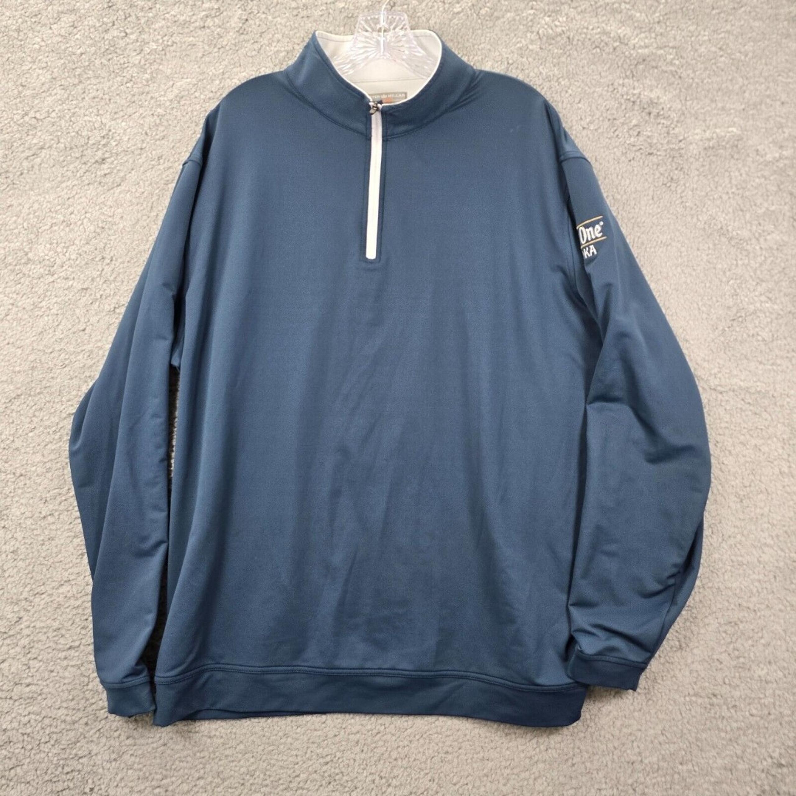 Peter Millar Men's 1/4 Zip Blue Wicking Crown Sport Golf Pullover Kettle One 2XL
