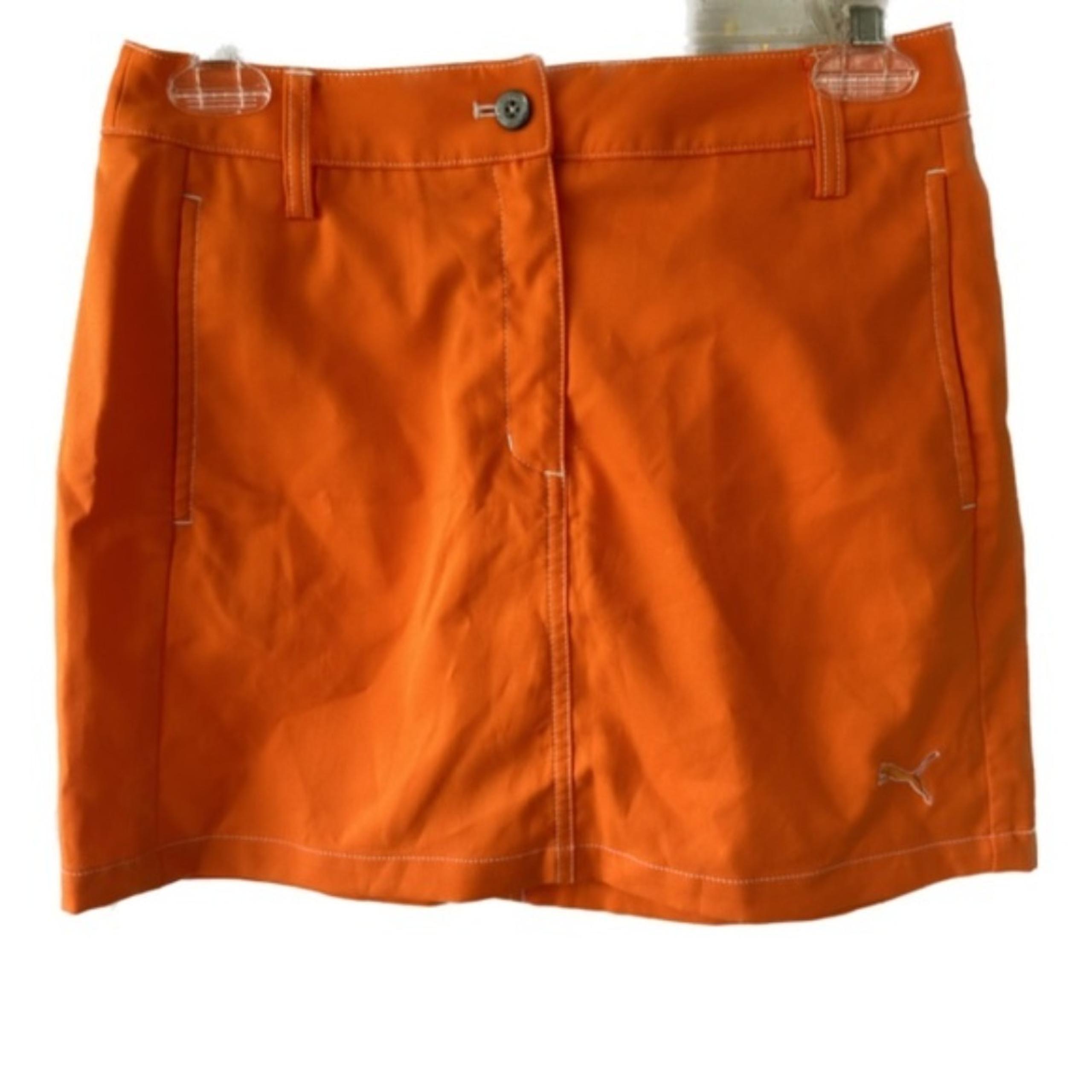 Puma Sports Lifestyle Women's Orange Athletic Wear Leisure Sporty Skirt Pockets