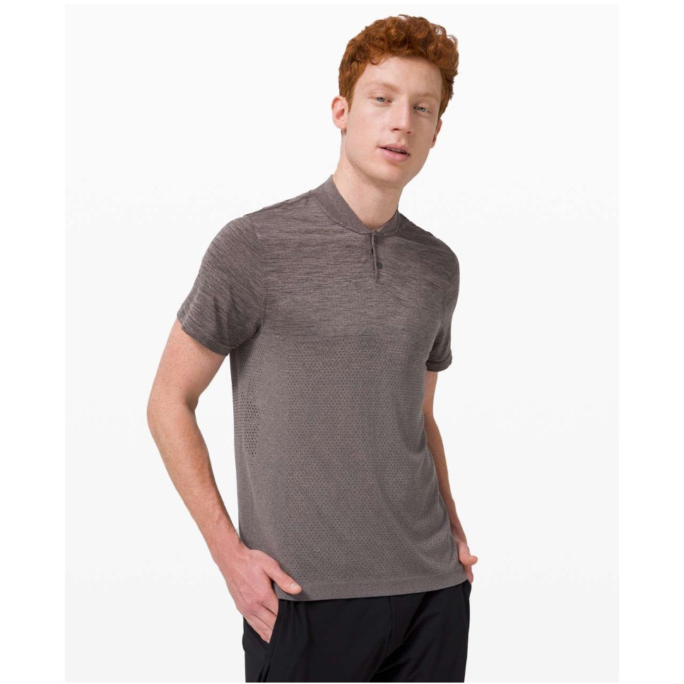 Lululemon Metal Vent Breathe Colarless Polo in Graphite Grey / Lunar Rock // XL