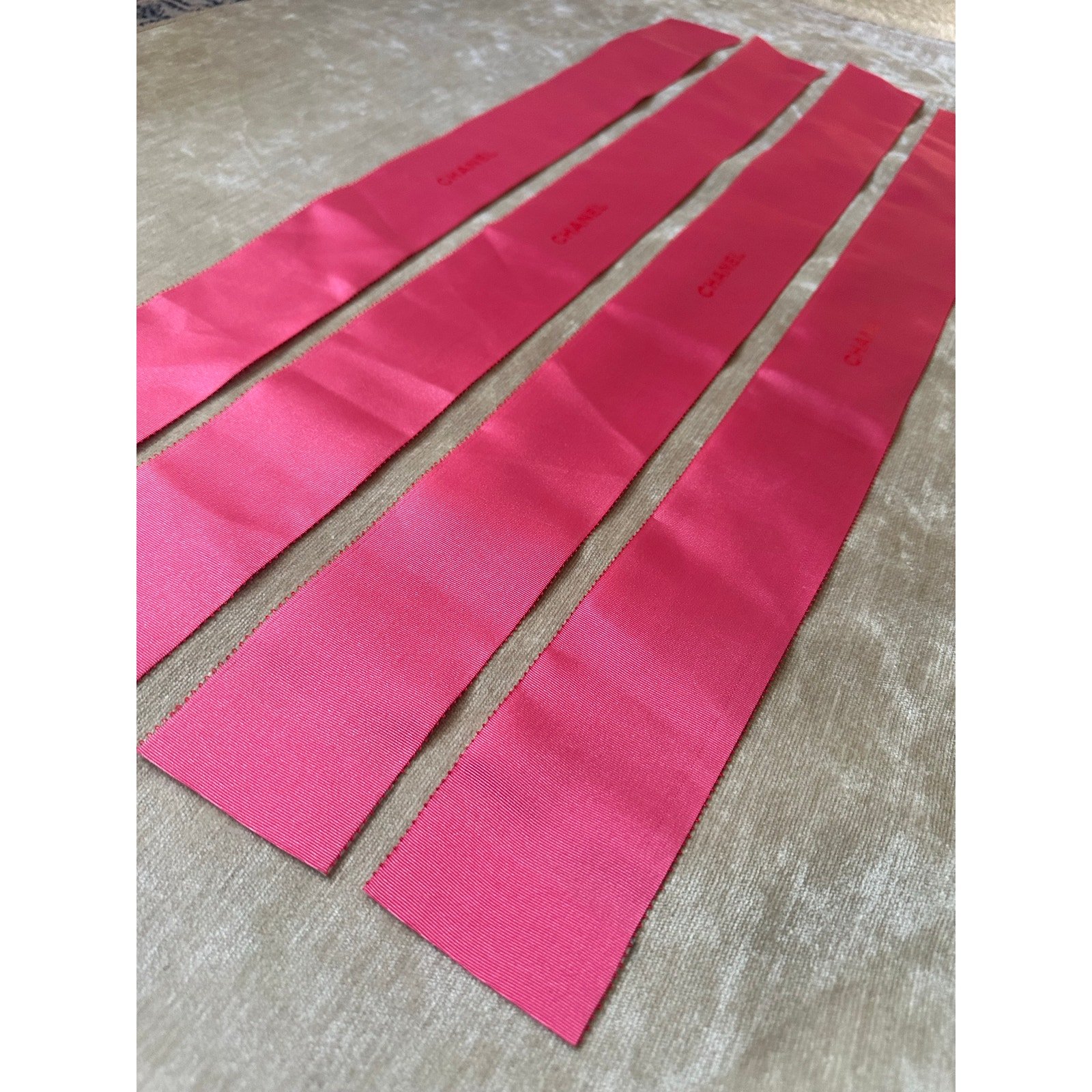 Chanel Pink Box Ribbon wide logo authentic 4pc/27x2” craft satin rare