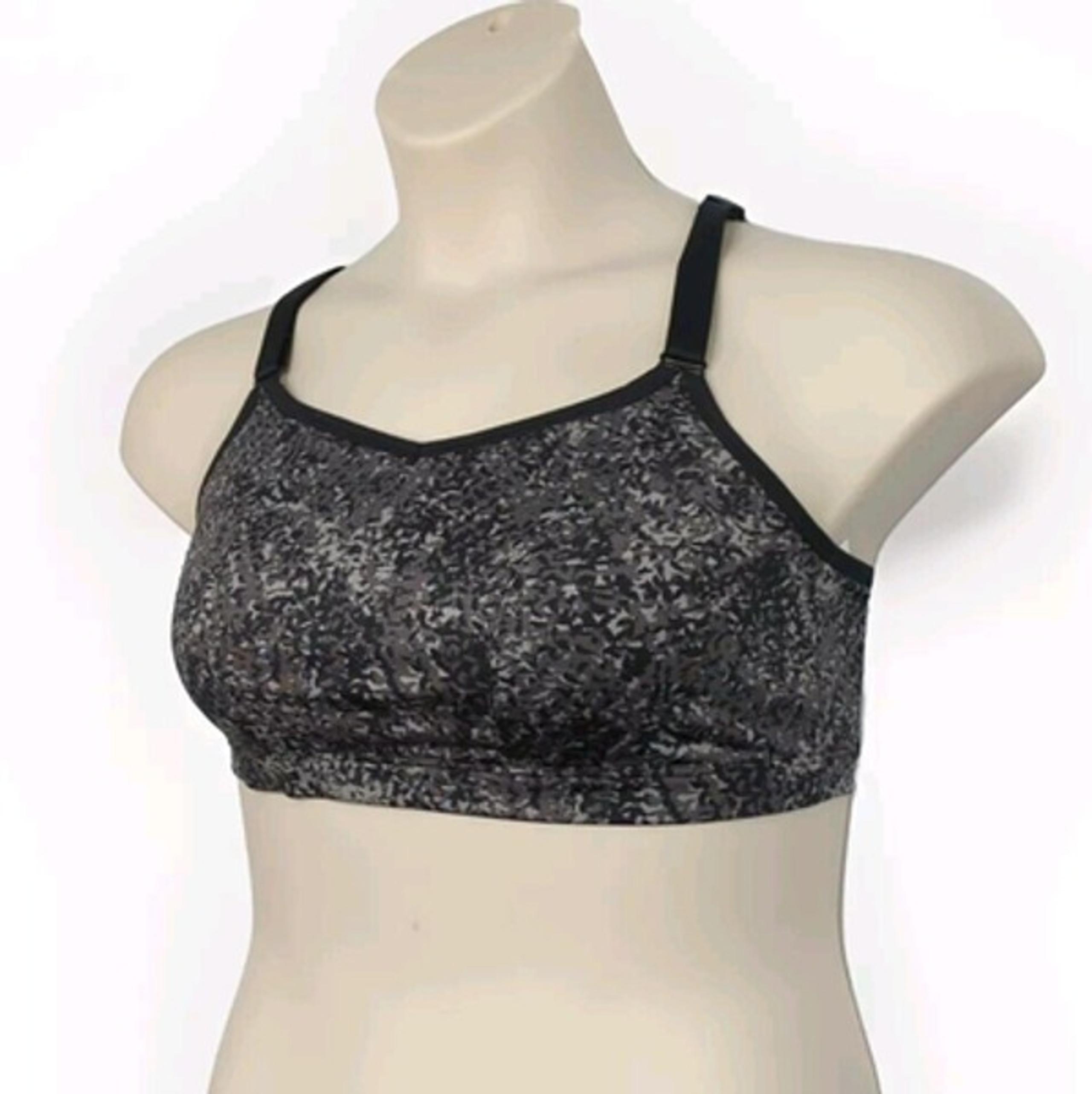 Livi Active Lane Bryant Sport Bra Unlined No Wire Geometric Print Gray 18 20 2XL