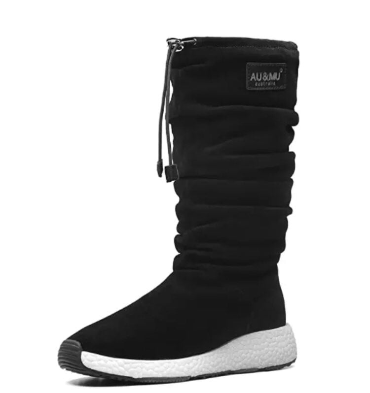 Aumu Women Soft Folding Leather Suede Winter Snow Boots size:8.5
