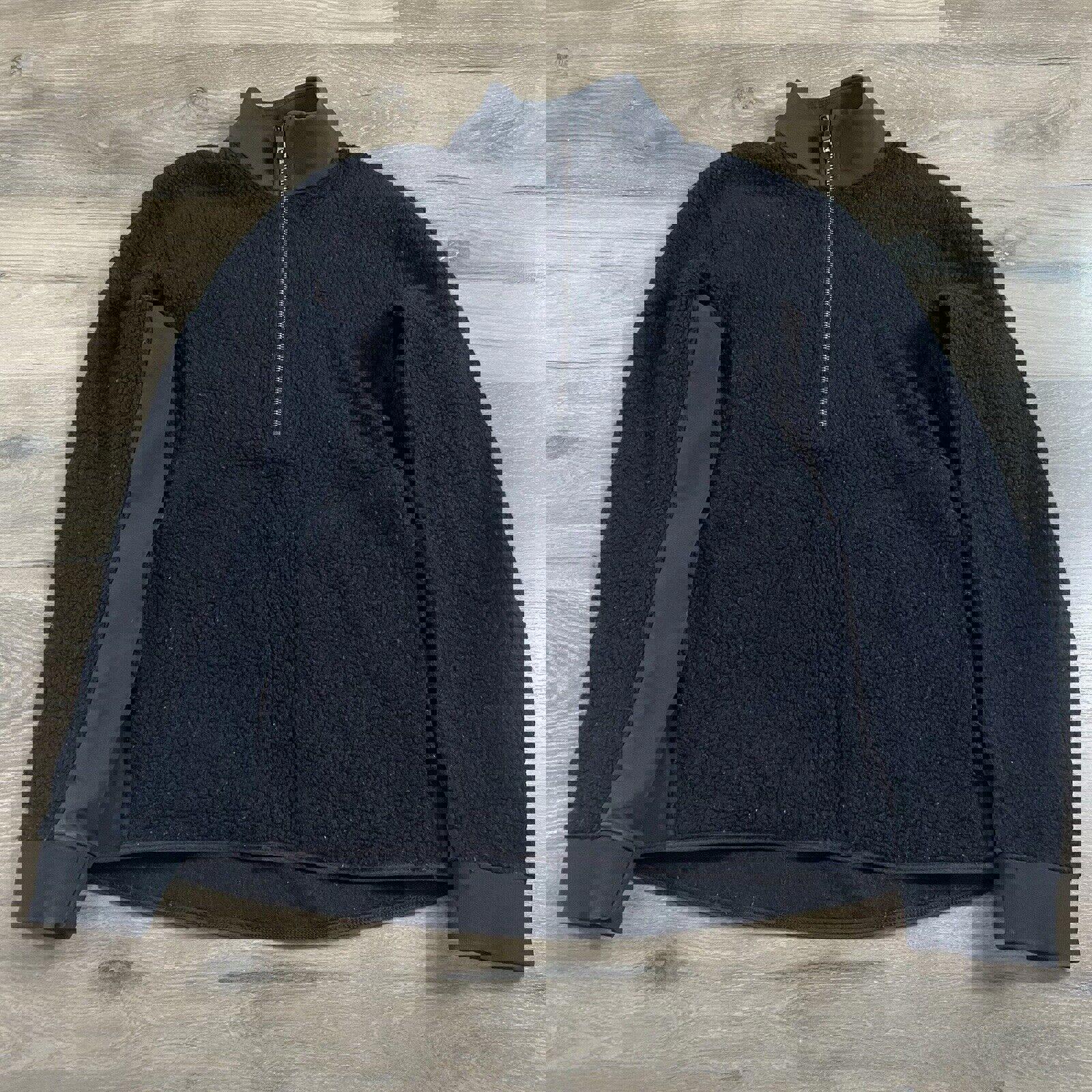 Lululemon Tundra Trek 1/2 Zip Fleece Jacket Mens Medium Deep Pile Black Wool