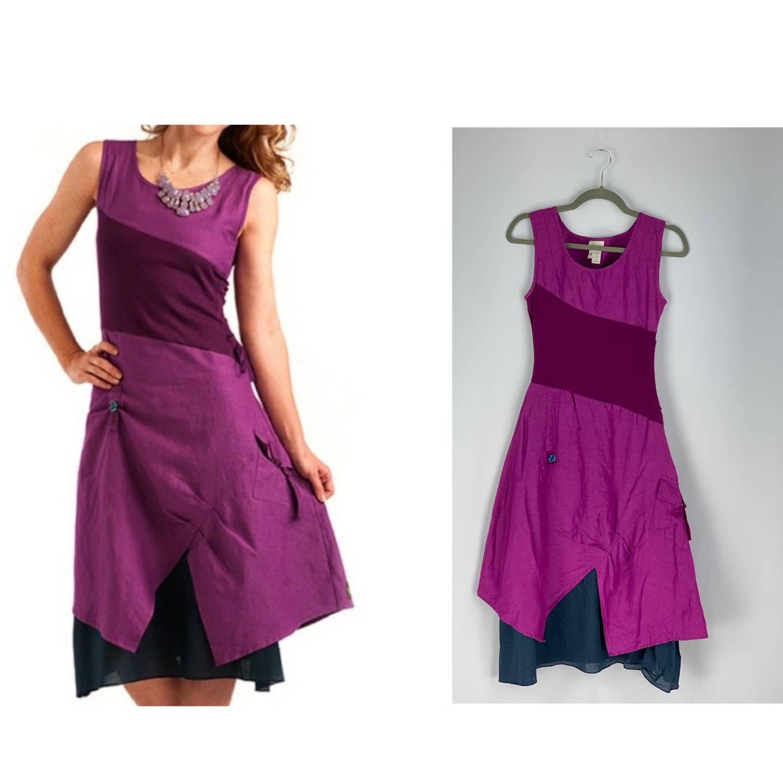 Matilda Jane Ekaterina Sleeveless Dress Womens Small Grape Purple Linen Blend