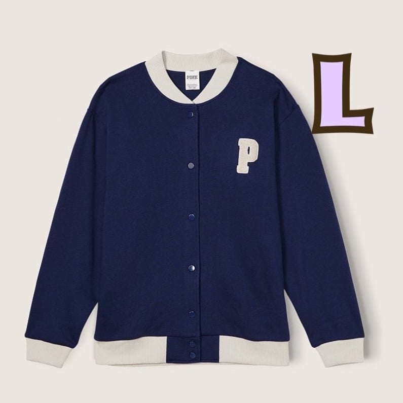 VS PINK Varsity Stadium Jacket L Blue
