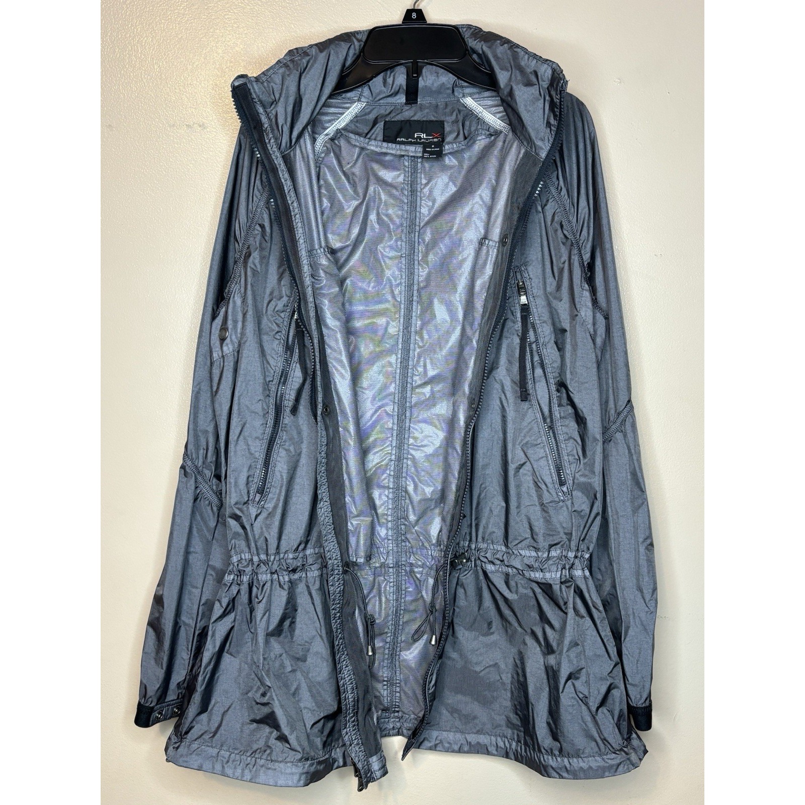 298 Ralph Lauren Womens RLX Gray Nylon Windbreaker Jacket Pre-Owned Size M