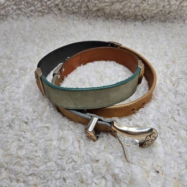 Brighton Vintage Multi-color Leather Belt with Conchos sz Large