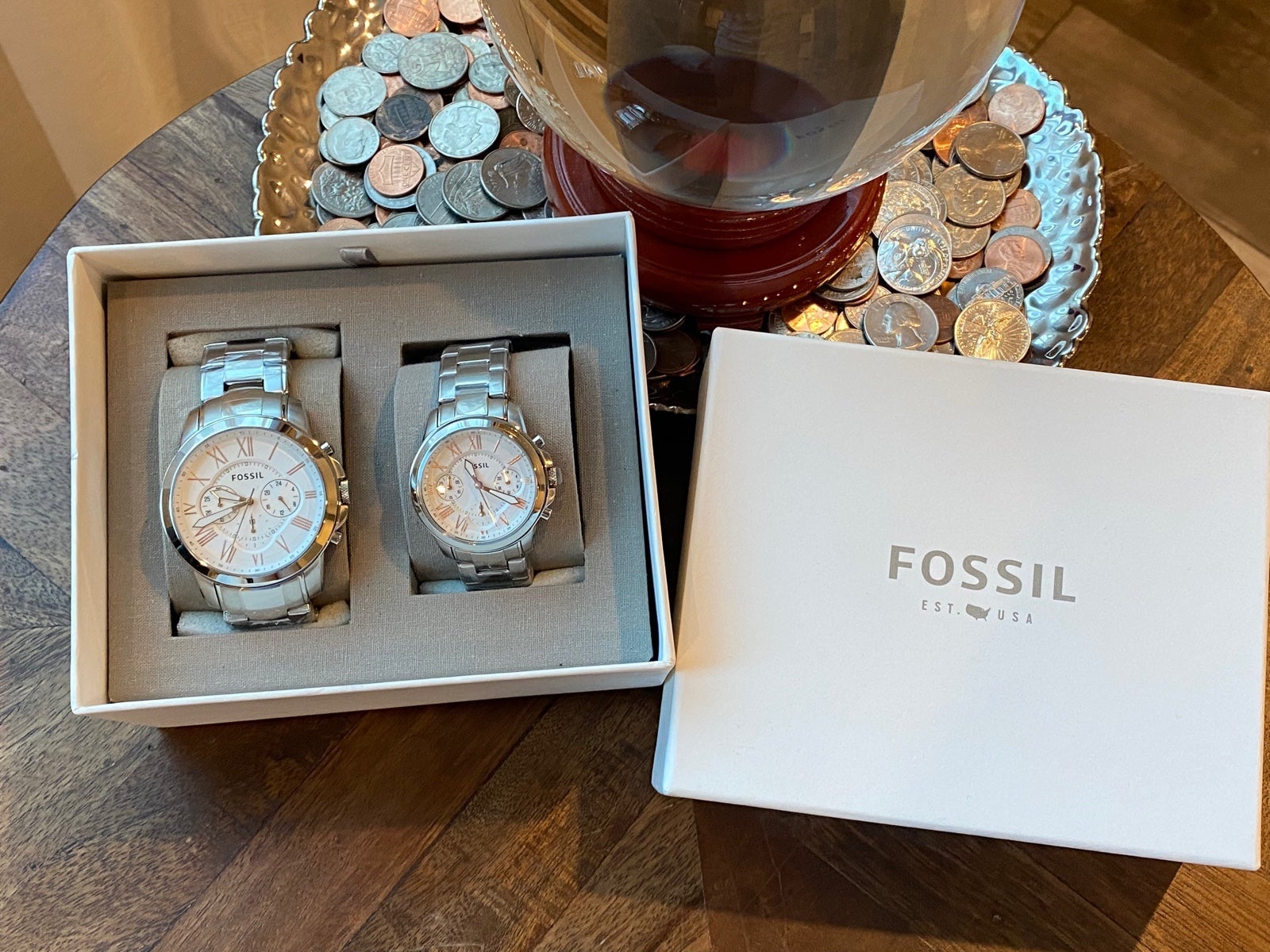 Grant chronograph stainless steel watch box set sale