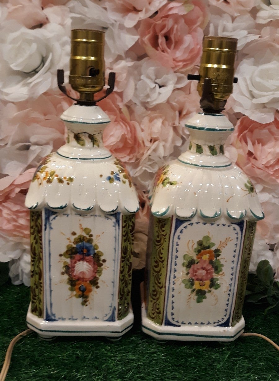 Vintage 2 Italian Hand Painted Lamps