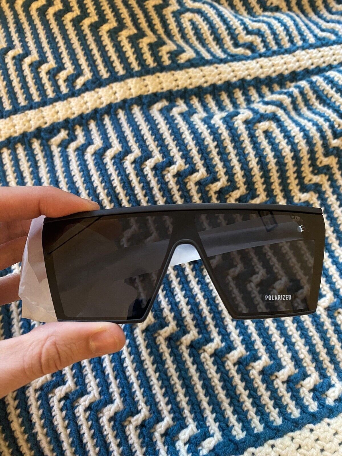 Womens Polarized Quay Sunglasses *RARE* Oversized Shield Matte Black Smoke