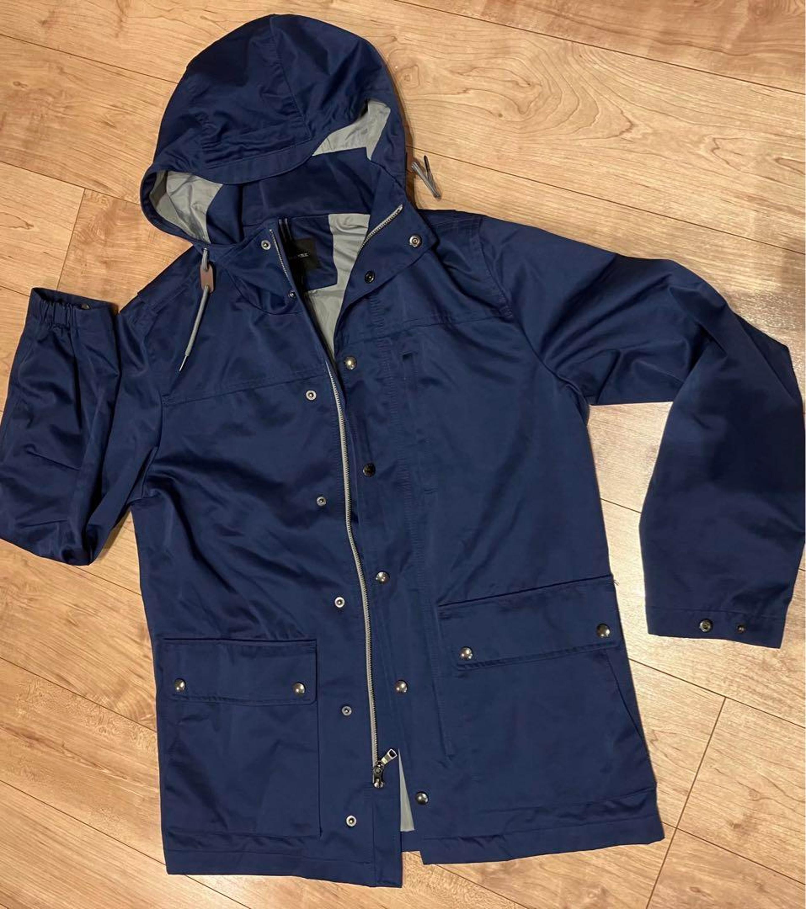 Banana Republic Men's Navy Mod Coat with Hood Jacket