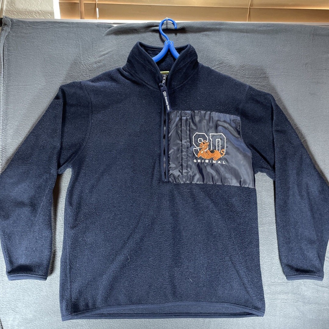 Vintage Fleece Jacket Blue Cartoon Network Scooby Doo 1/4 Zip Missing Sz Tag