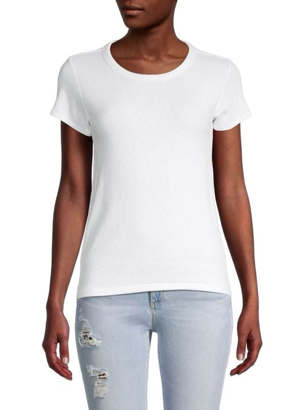 RAG & BONE Core Ribbed T-Shirt in White - XS
