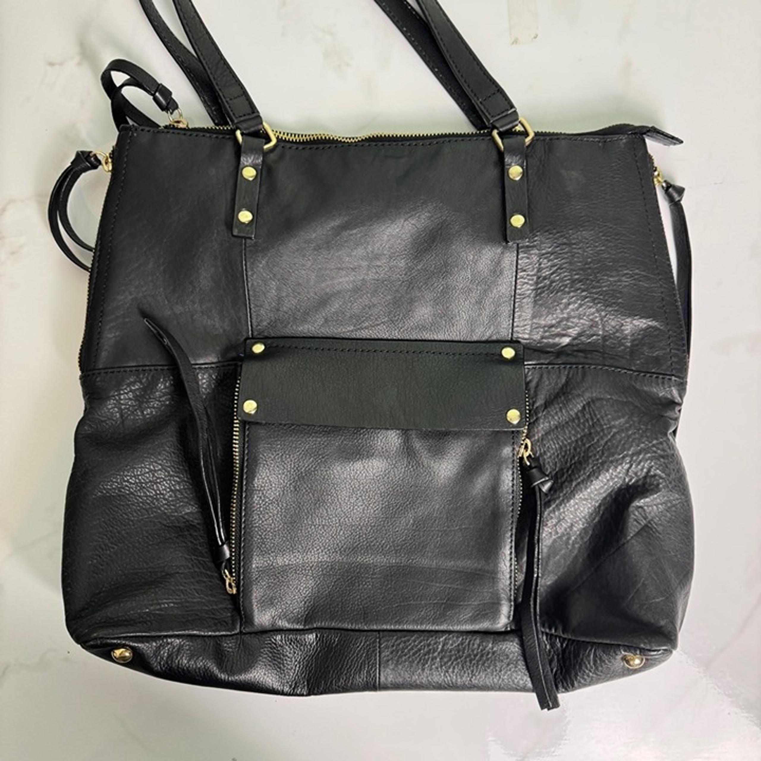 Kooba Everette Large Black Pebbled Leather Tote Shoulder Bag Purse Handbag Tote