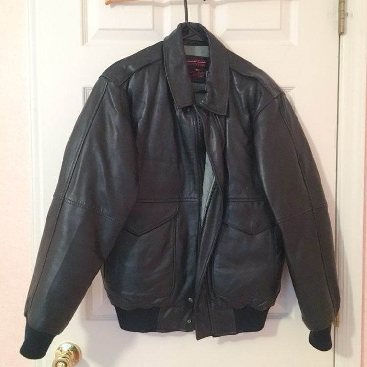 Black Leather Bomber Jacket