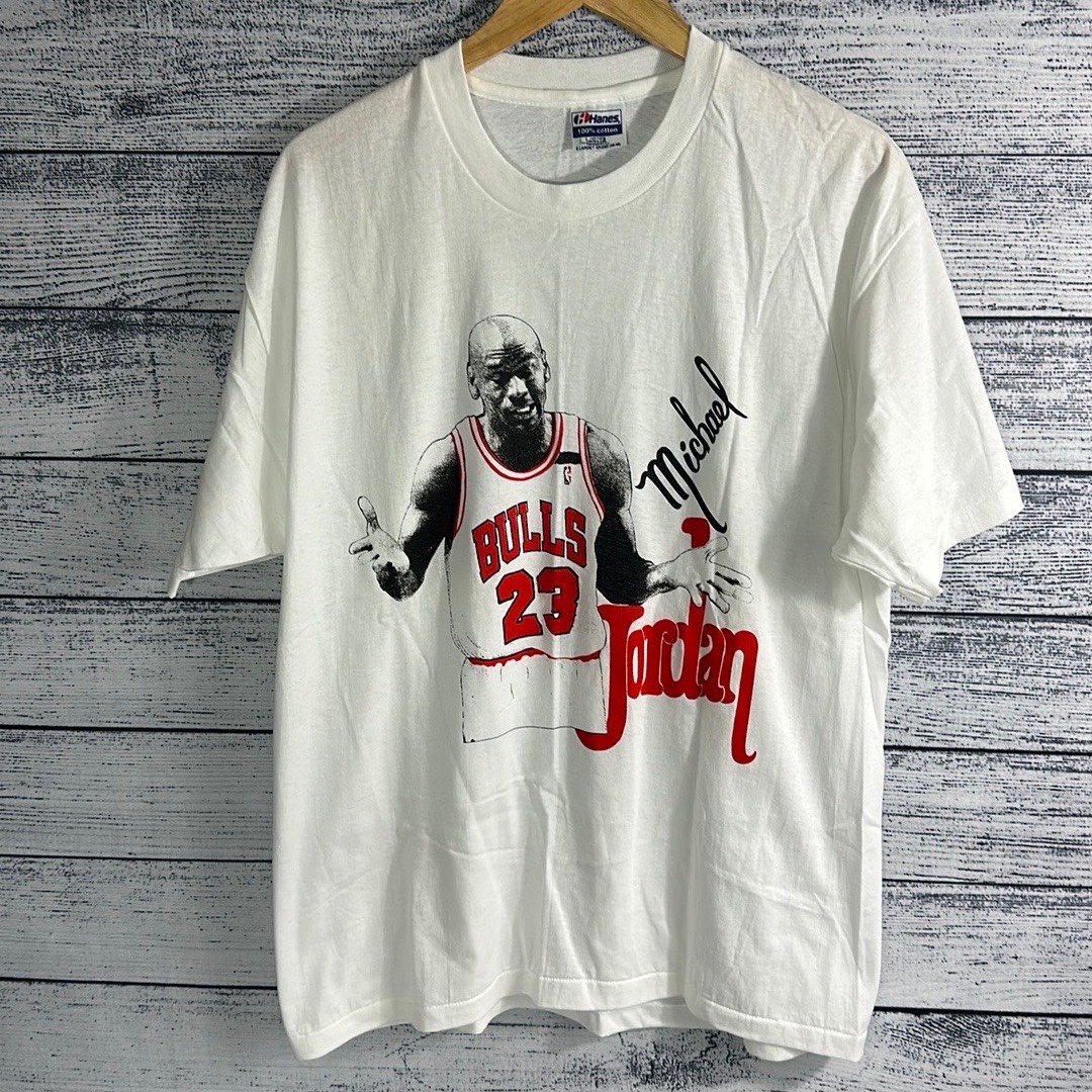 Vintage Michael Jordan Shrug Chicago Bulls NBA Single Stitch Hanes Tee Shirt XL