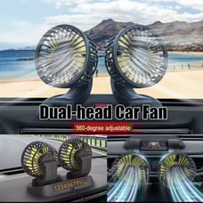 USB Powered Fan Multi-Angle Rotatable Dual Head 2-Speed Dashboard Cooling Fan