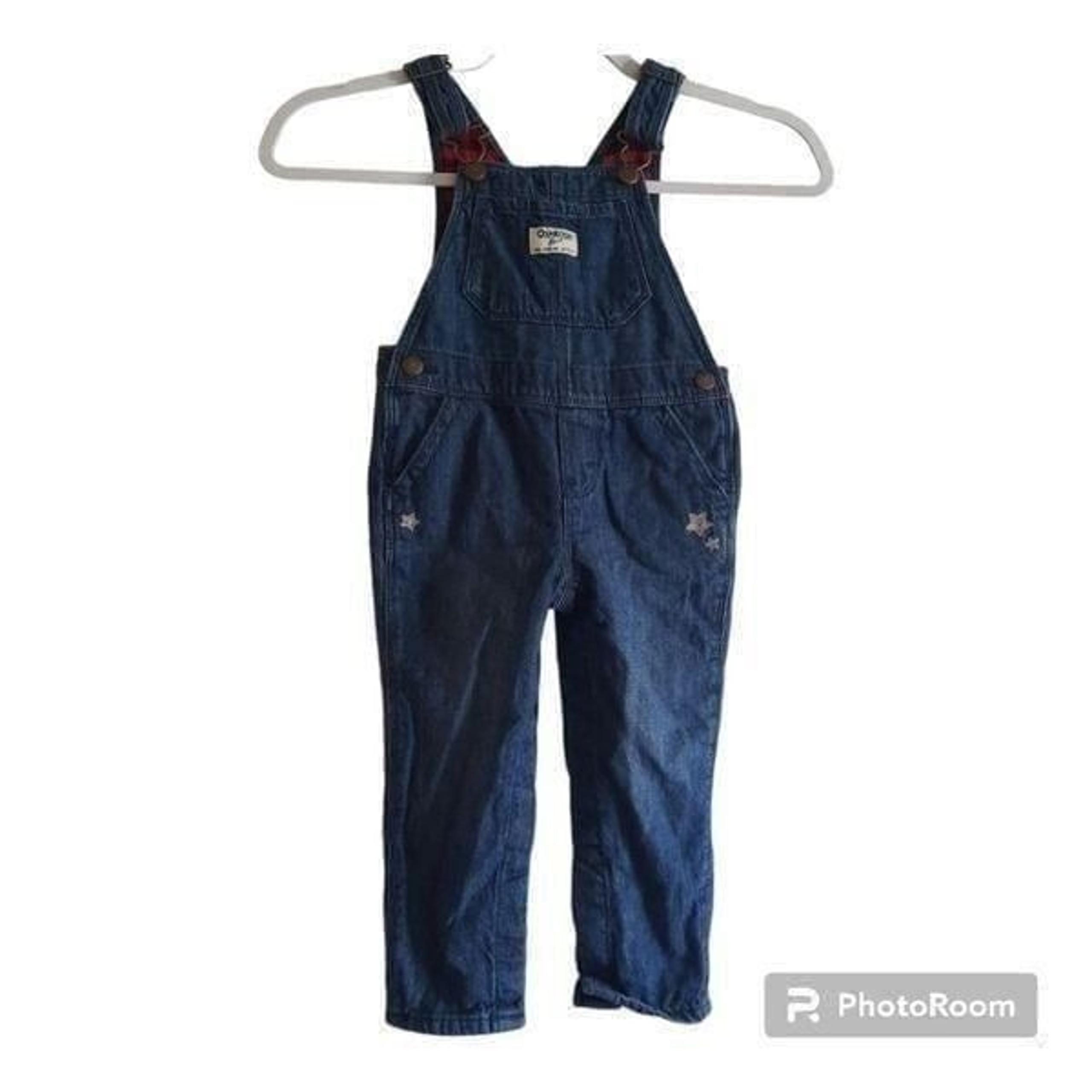 Oshkosh Flannel Lined Bib Overalls Star Embroidery Vestback