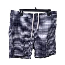 Onia 195 Calder 7.5 Novelty Plaid Swim Trunks in Navy/White ~ Men's Size XL