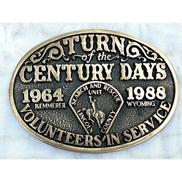Turn of the Century Days Search and Rescue Unit Solid Brass Belt Buckle 3.75 in