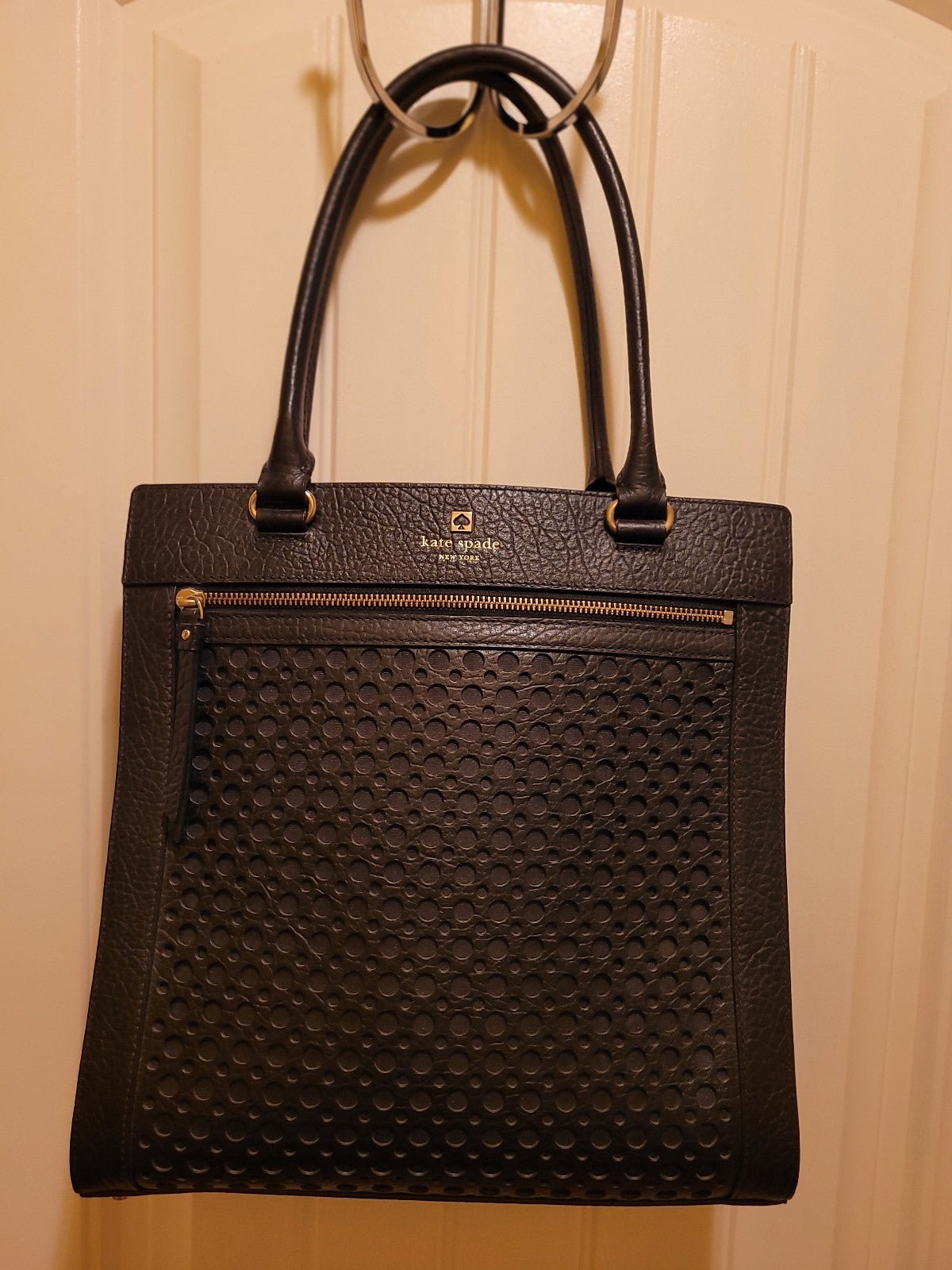 Black Kate Spade laser cut tote