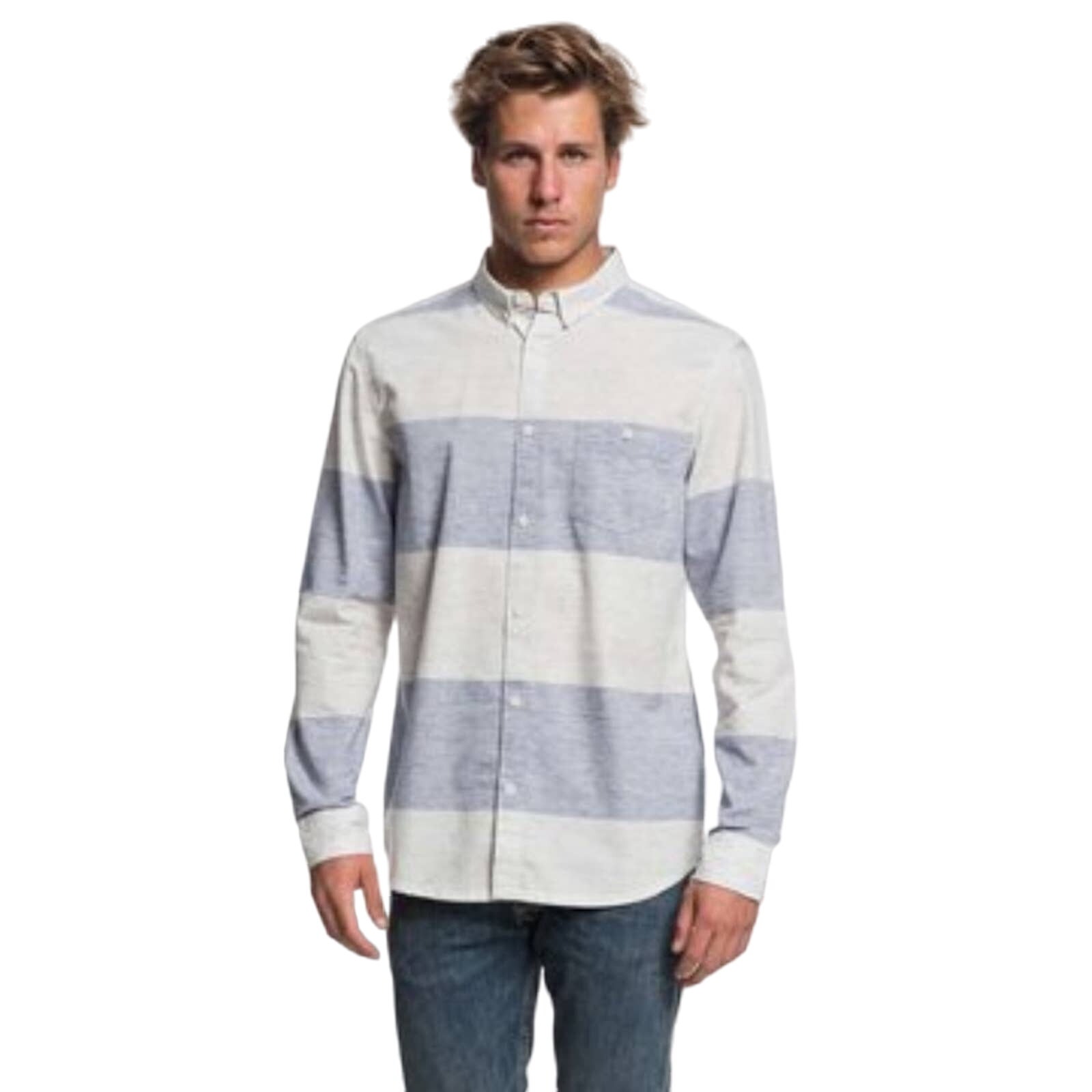 Quicksilver Men's Striped Long Sleeve Dress Shirt Tapestry Marble Nelly Plus XXL