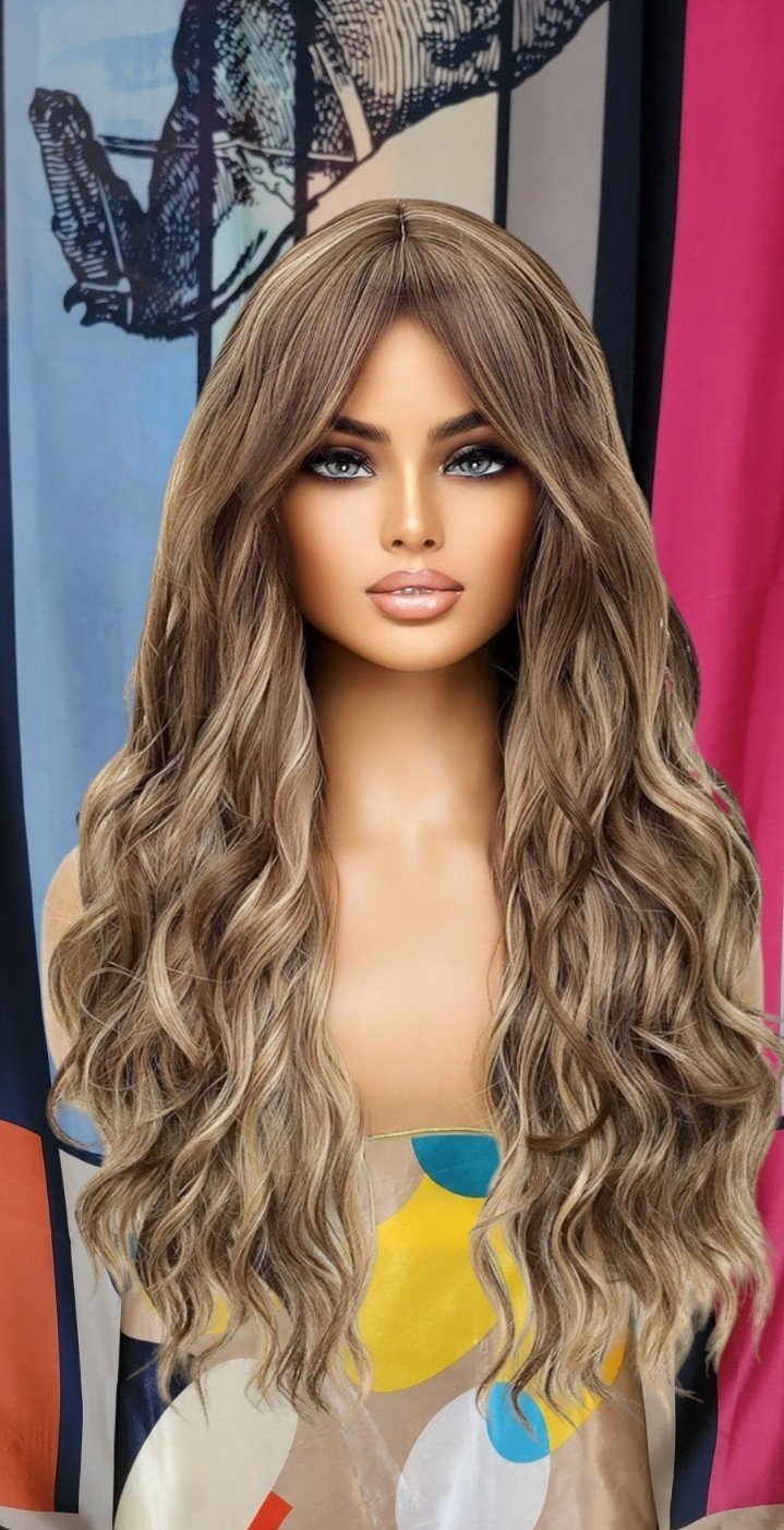 Sexy Brown blonde highlighted bang wig