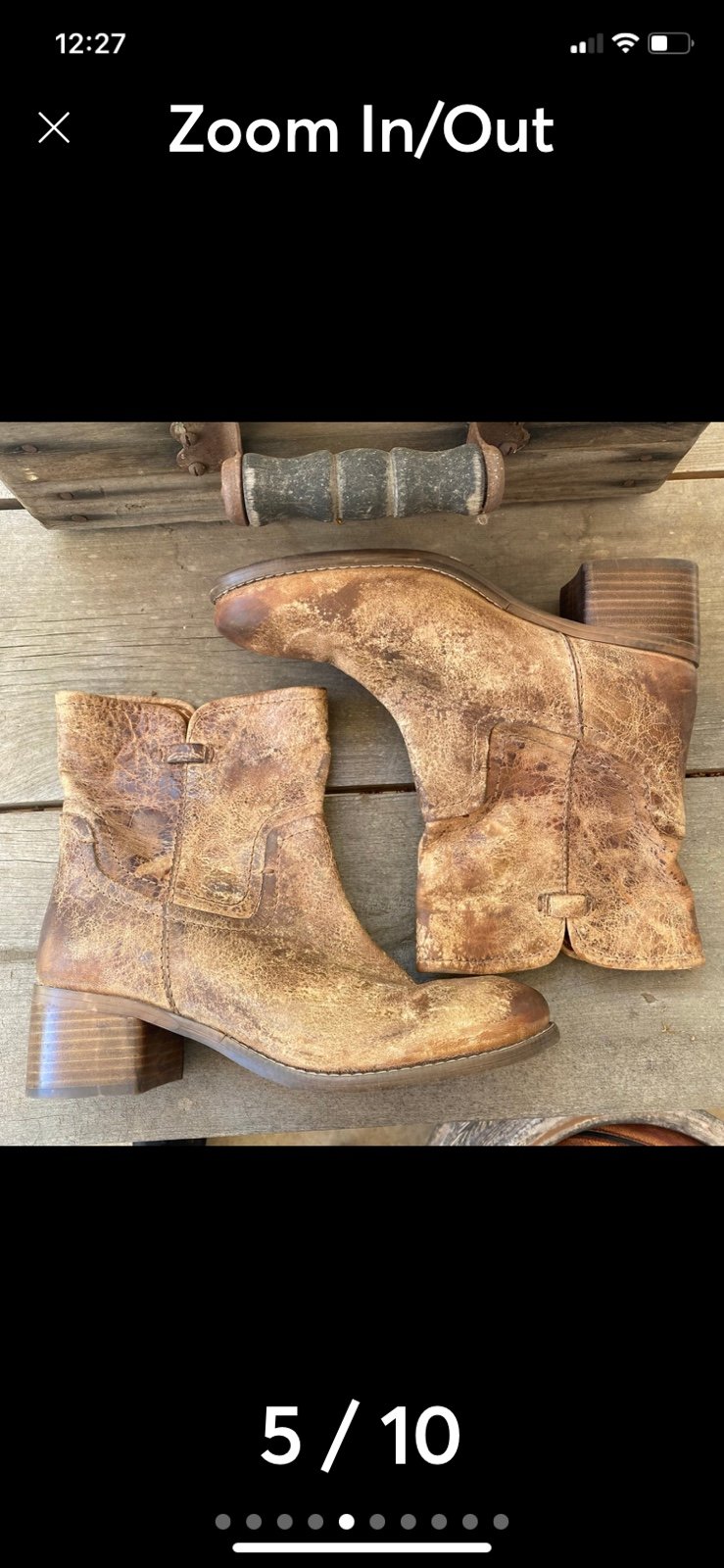Diba True Tan Distressed Leather Ankle Booties