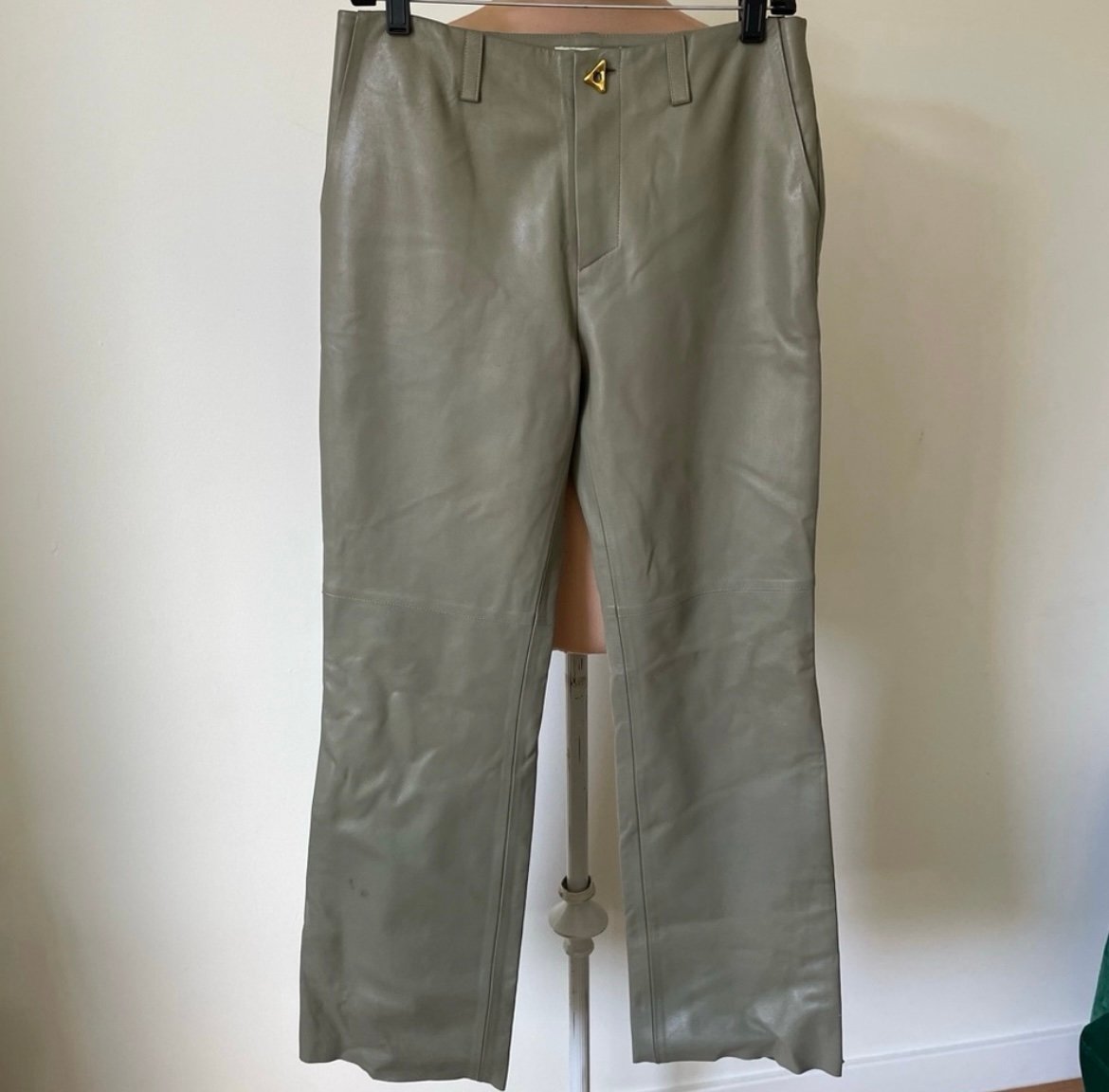 AERON Faux Leather Green Flare Leg Bootcut High Rise Pants NWT Sz HU 36/US Small