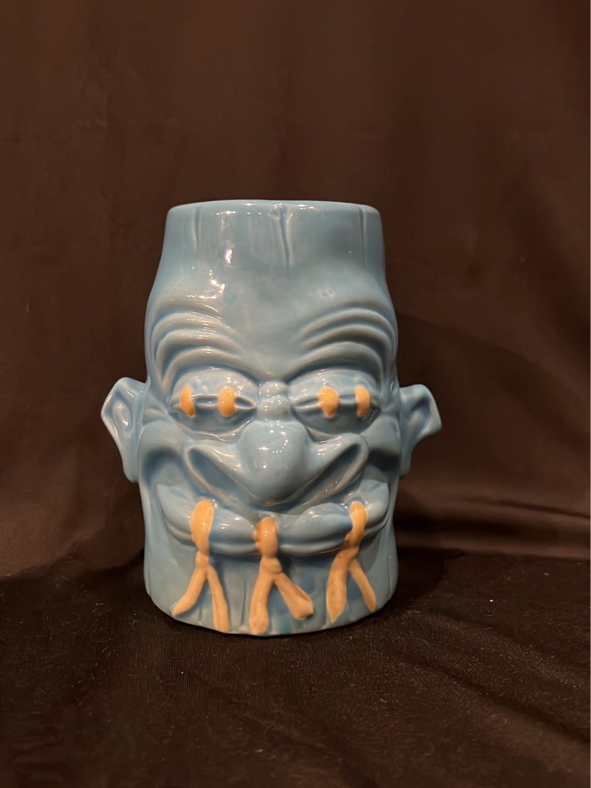 Tiki Farm 2005 Sam Gambino Shrunken Head Stitched Lip Eyes Head Hunter Blue