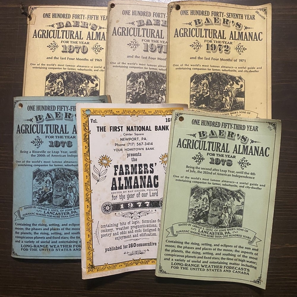 Antique Agricultural Almanacs Lot Of 6 From 1970s John Baer's Sons Lancaster