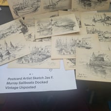 Postcard lot vintage Jas F. Murray sailboats