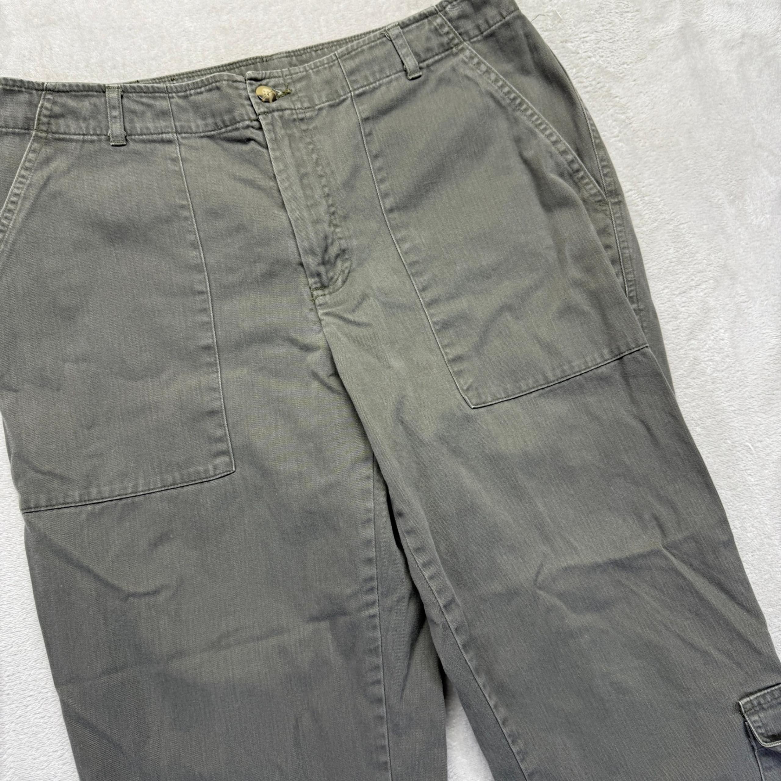 Pants Women's 10 Cropped Cargo Drawstring Hem Olive Green Casual Outdoor - Paradox