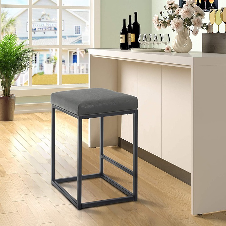 Grey Bar Stool 24 Counter Height Backless Bar Stools