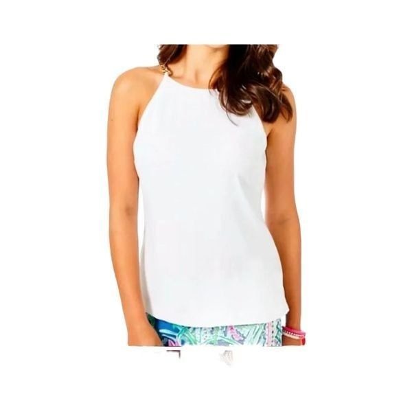 NEW! Lilly Pulitzer Women's Adrienne Halter Tank Top Resort White Size 10 NWT