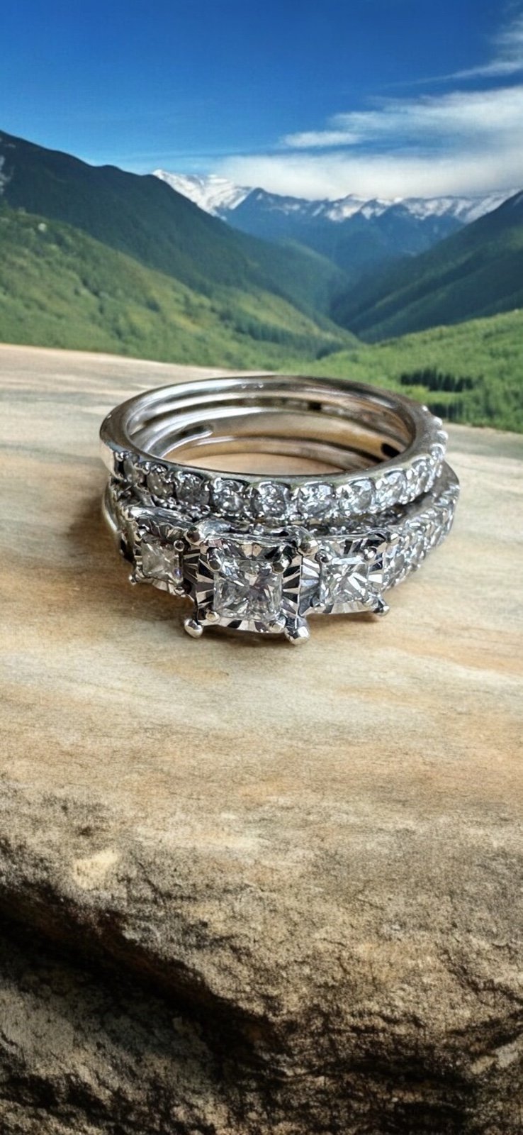 14k white gold genuine daimond engagement ring