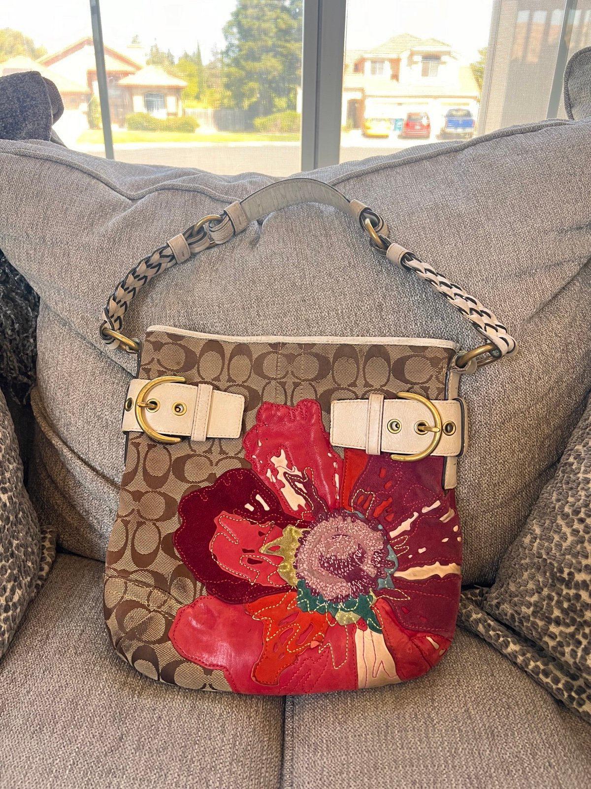 Coach Y2k Limited Edition Poppy Floral Signature Jacquard Leather Shoulder Bag