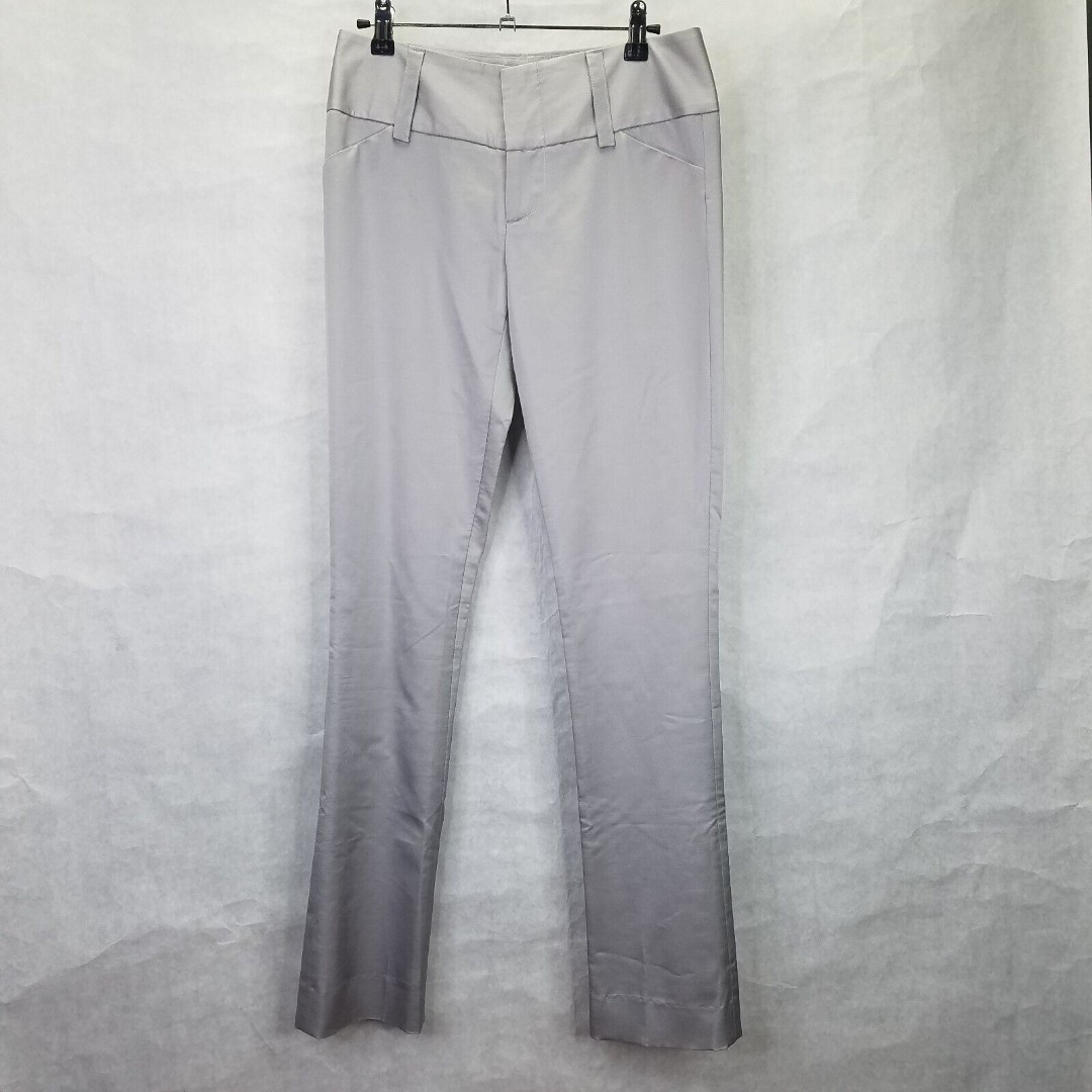 Alice + Oliva Pants Womens 0 Wool Blend Low Rise Wide Waist Slim Leg Grey Silver