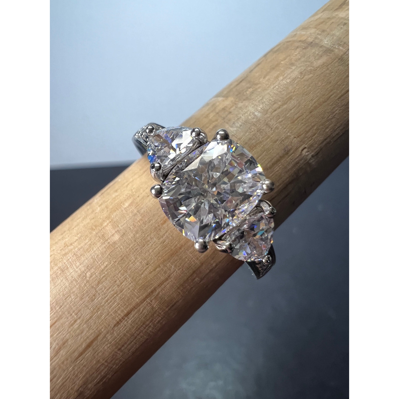 White cushion cut CZ ring In sterling silver size 9