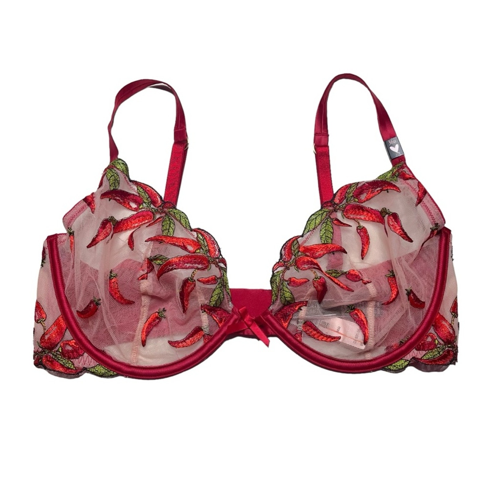 Victoria’s Secret Chili Peppers Very Sexy Low Cut Demi Plunge Bra Size 36D