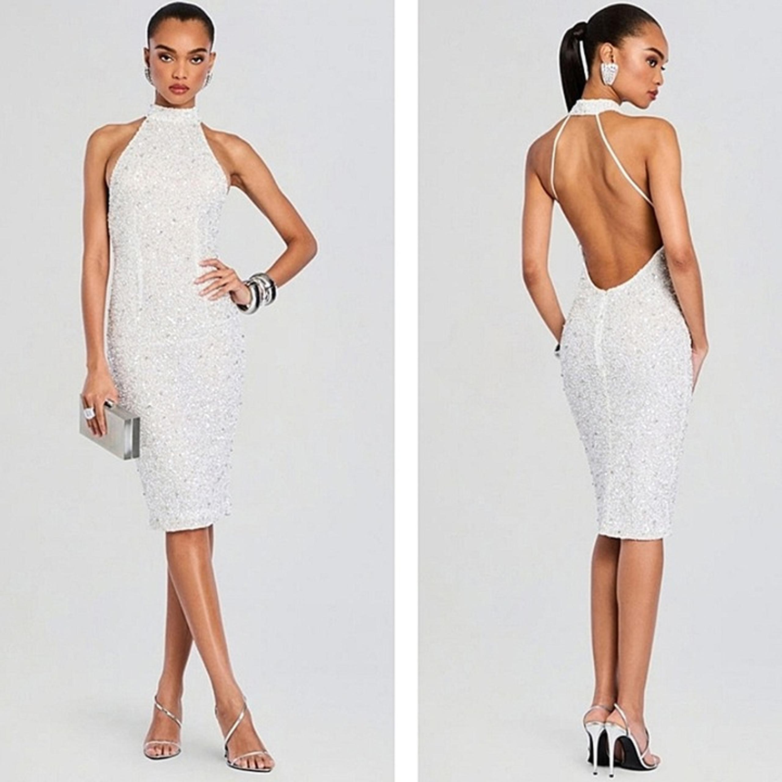 Retrofête Olivia White Midi Sequin Dress Medium
