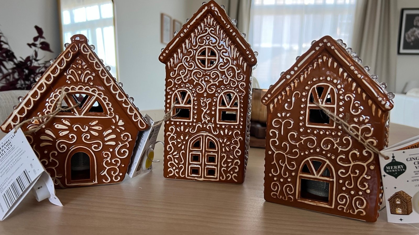 Aldi ceramic Gingerbread House village, PB dupes