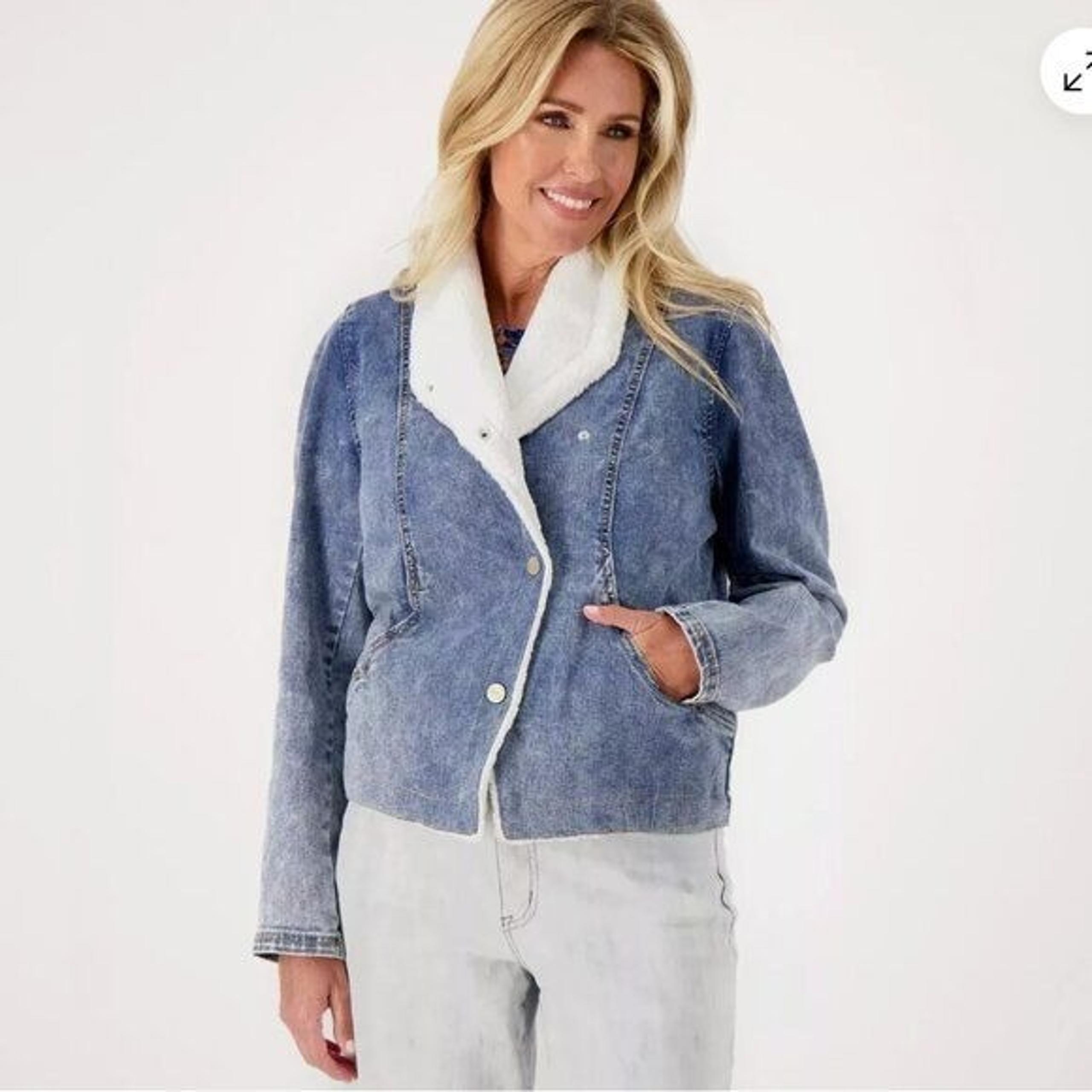 NWT LOGO by Lori Goldstein Limited Edition Denim Jacket Sherpa Lined Sz 3X