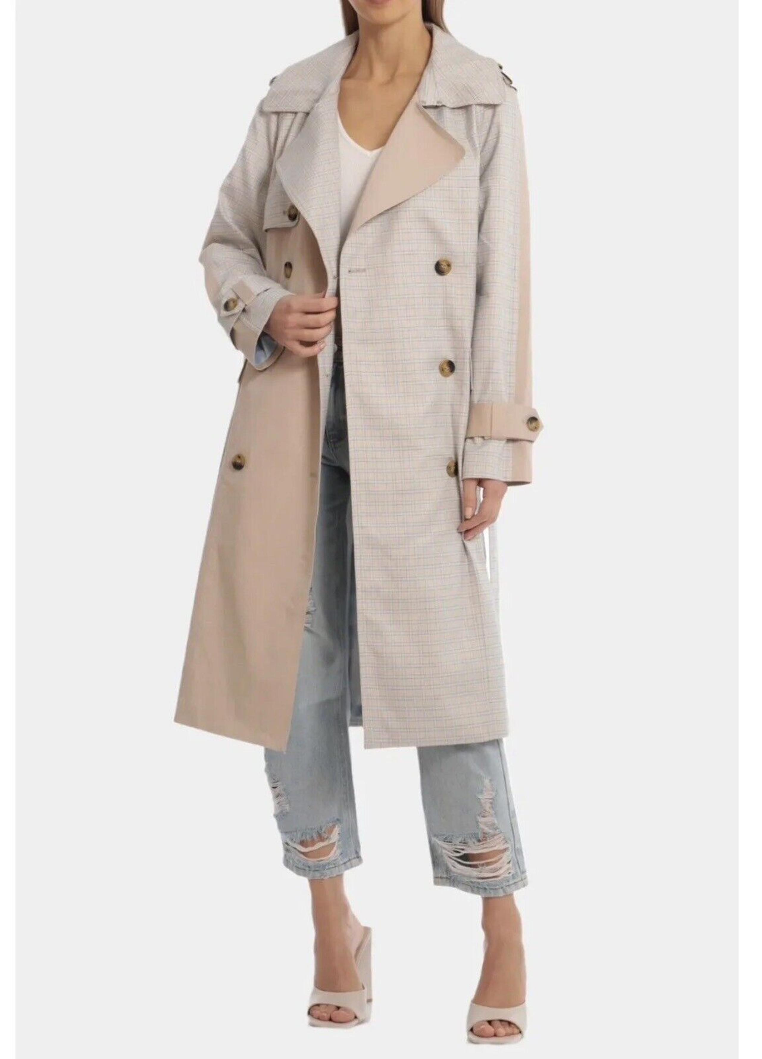 Avec Les Filles Women's Color Block Raglan Trench Coat Sz Large #W239