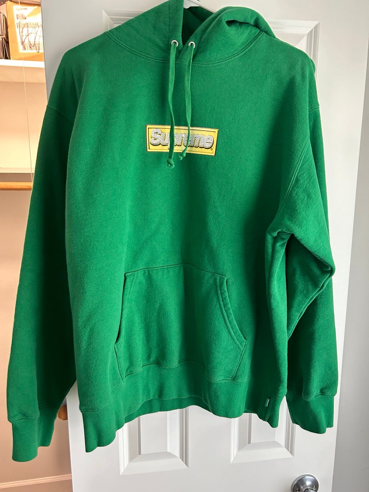 Supreme Bling Box Logo Green drawstring hoodie